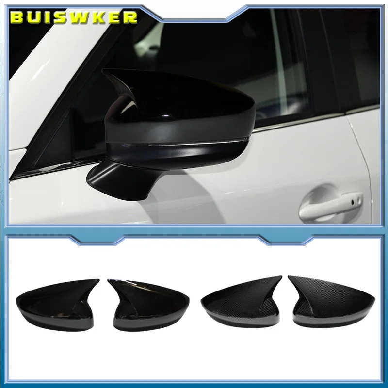 JSCARLIFE Car Ox Horn Side Mirror Covers For Toyota Camry 2018-2023 - Black ABS Plastic Protector