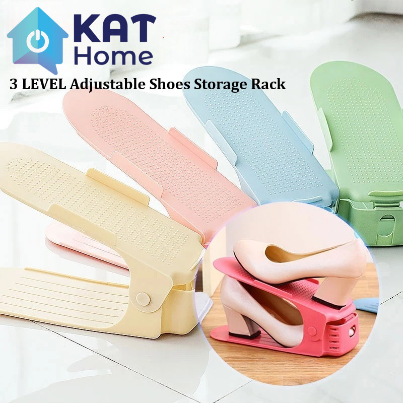 DOUBLE LAYER SHOE RACK STORAGE HOLDER 3 LEVEL ADJUSTABLE SPACE SAVING ...
