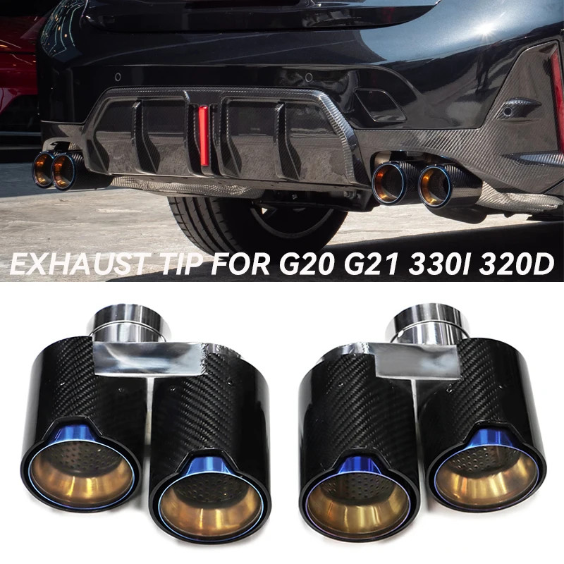Quad Carbon Fiber Exhaust Tip For BMW G20 G21 330i 320d 330d 325i ...