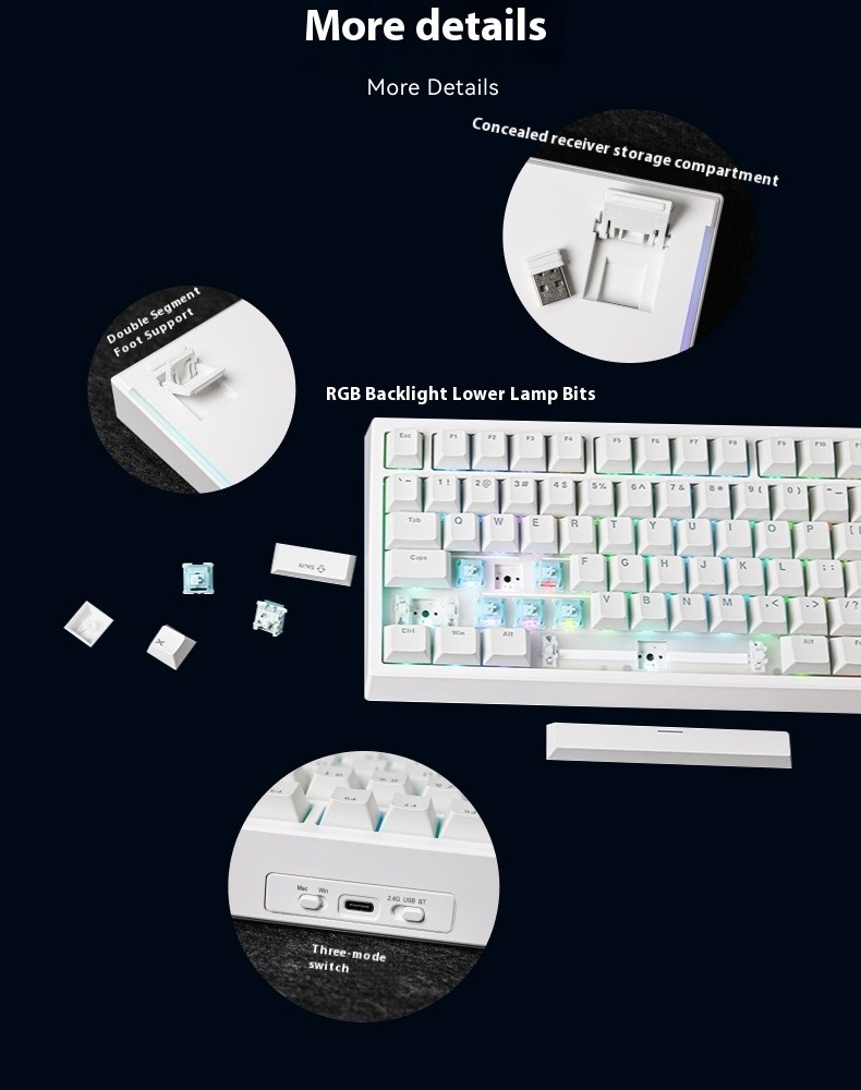 EPOMAKER G84 Wireless Mechanical Keyboard 75% Hot swappable RGB GASKET ...