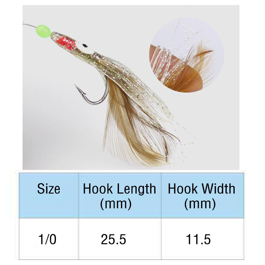 10Pack 1/0 Luminous Octopus Mackerel Feathers 5Hooks Sabiki Bait Rigs ...