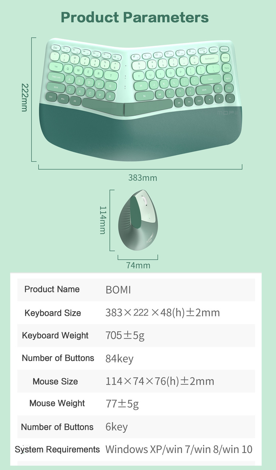 Jomaa & Mofii Spliet Ergonomic Wireless Keyboard with Vertical Mouse ...