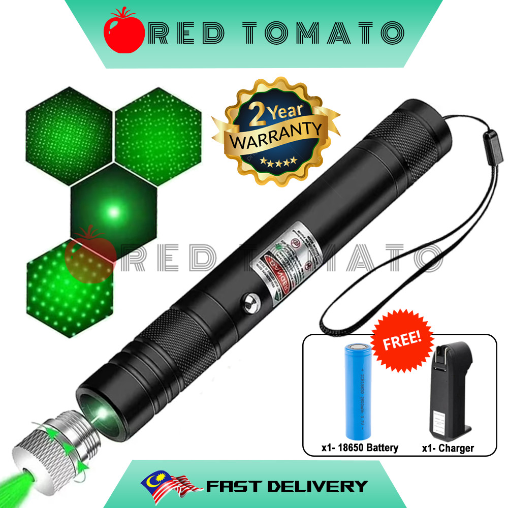 RED TOMATO Red Green Light Laser Pointer Beam 303 Rechargeable Wireless ...