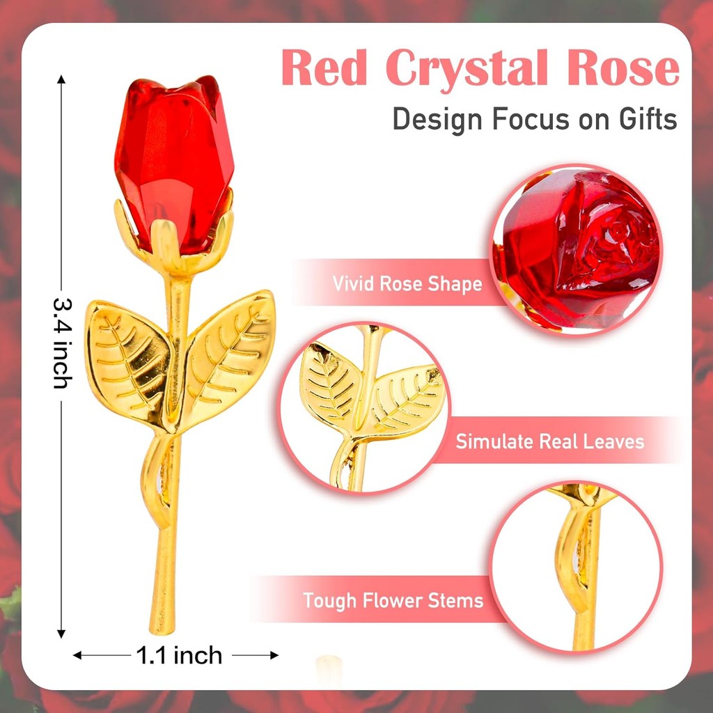 Glass Rose Mini Crystal Flower with Box Romantic Crystal Rose Forever ...