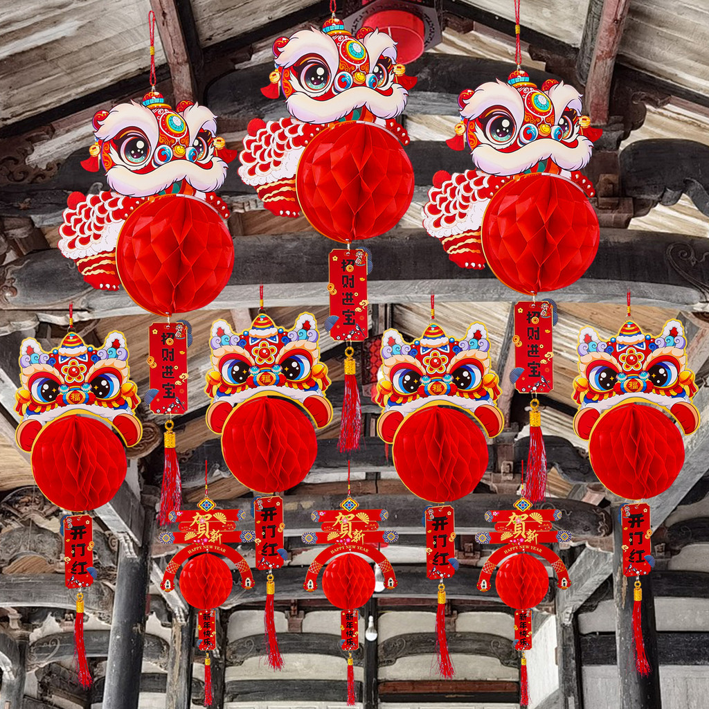 Retro Spring Festival Fortune God Honeycomb Lantern Craft Pendant - New ...