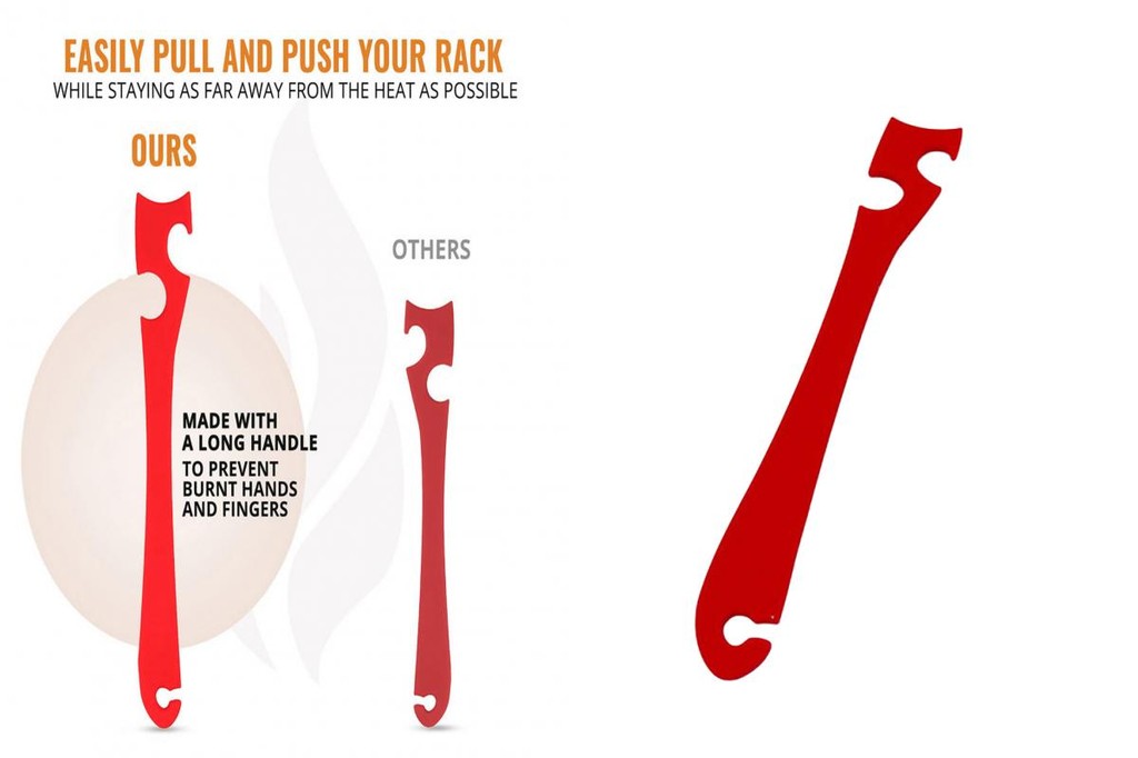 Silicone Oven Rack Push Pull Tool Oven Tool with Longer Handle Long ...