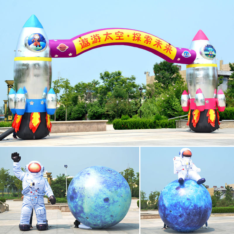 Ready Stock~Inflatable Cartoon Air Model Rocket Astronaut Moon Landing ...