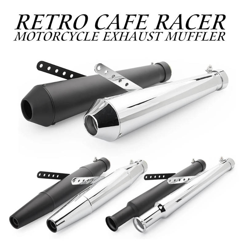 Retro Cafe Racer Motorcycle Exhaust Muffler Pipe Modified Tail System ...