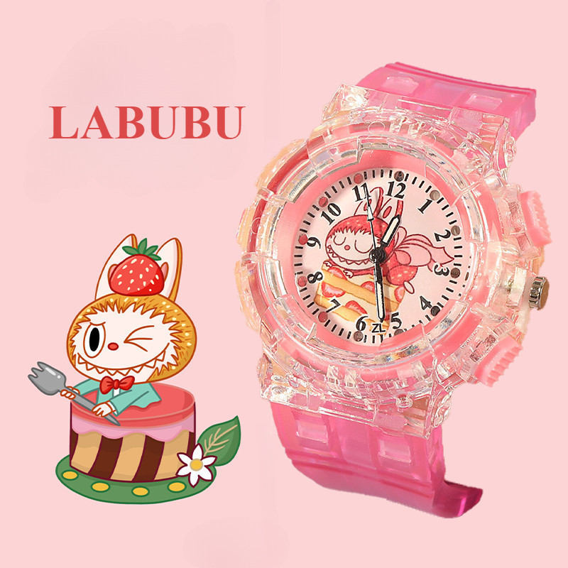 Labubu Kids Luminous Quartz Watch Color Cartoon Dial Silicone Strap ...