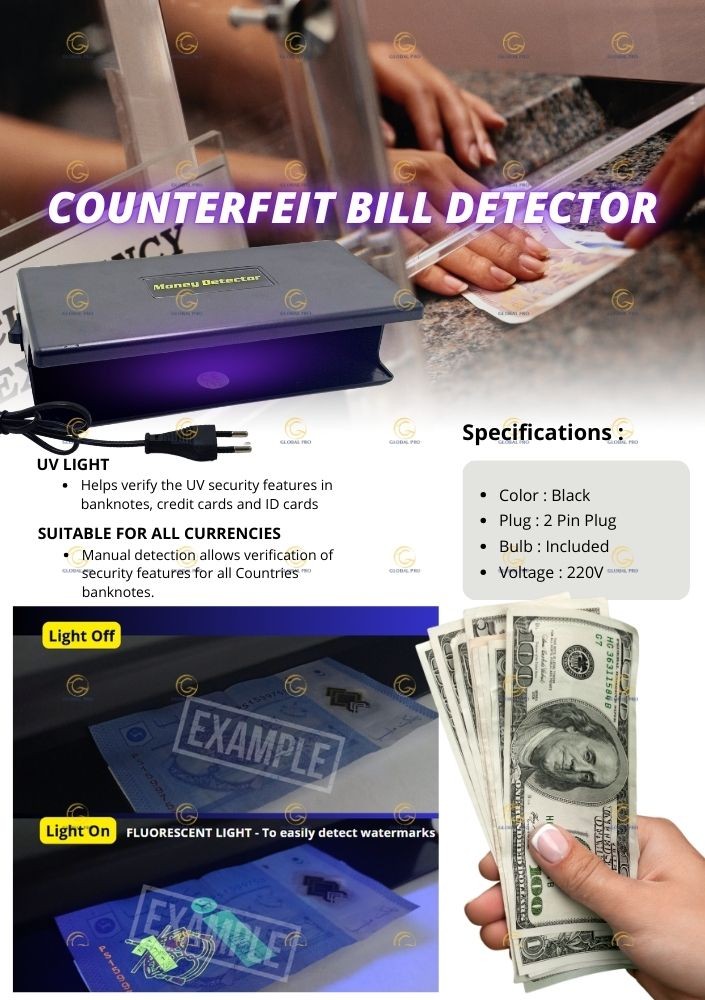 BIG Counterfeit Bill Detector UV Light Kesan Duit Palsu EU Plug ...