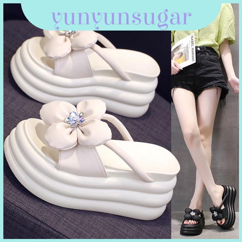 Heel High Eye-catching Slippers With Rhinestone Bow For Summer Stylish ...