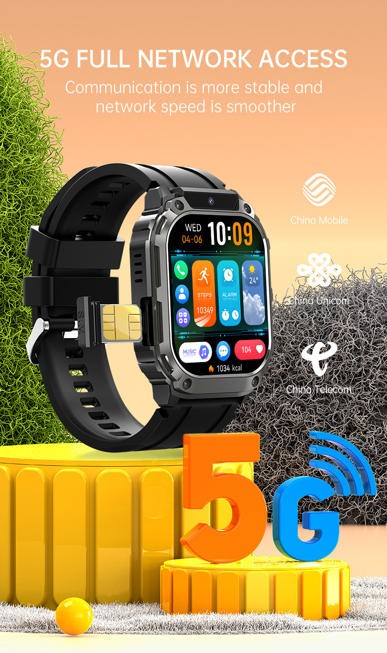 5G Android Smart Watch SIM Card WiFi Camera Q8 Smart Phone Watch GPS ...