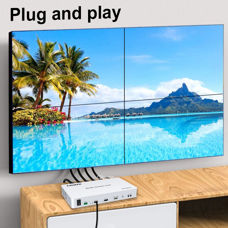 4K 60Hz Multi Screen Box 2x2 1x2 1x3 1x4 TV Splicer Video Wall ...