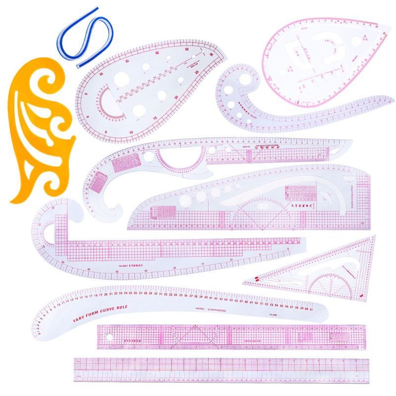 in stock 12pcs/set Ruler French Curve Cutting Rulers Yardstick Sewing ...