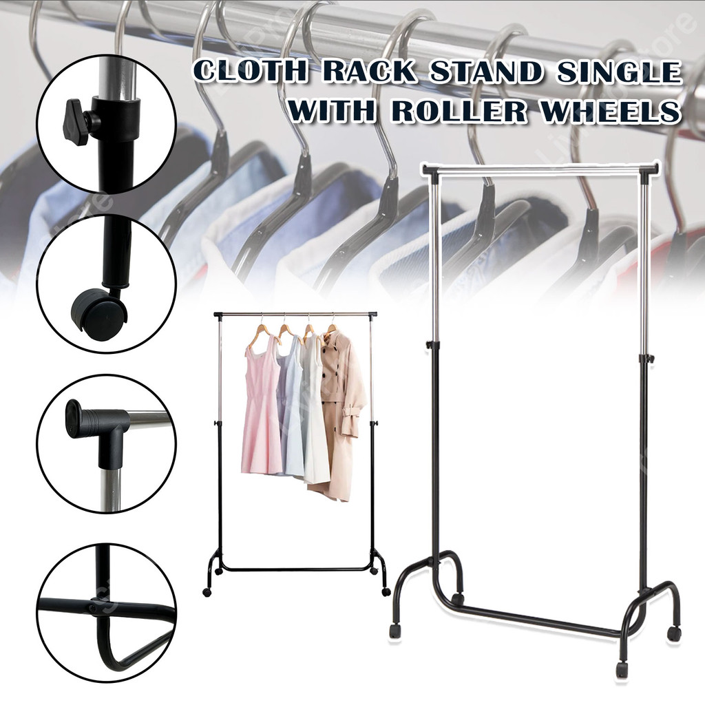 Steel Cloth Rack Organizer Single Pole Cloth Hanger Stand Laundry ...