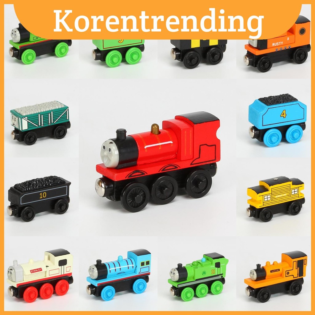 Colorful Wooden Magnetic Train Set For Kids With Interactive Push-pull ...