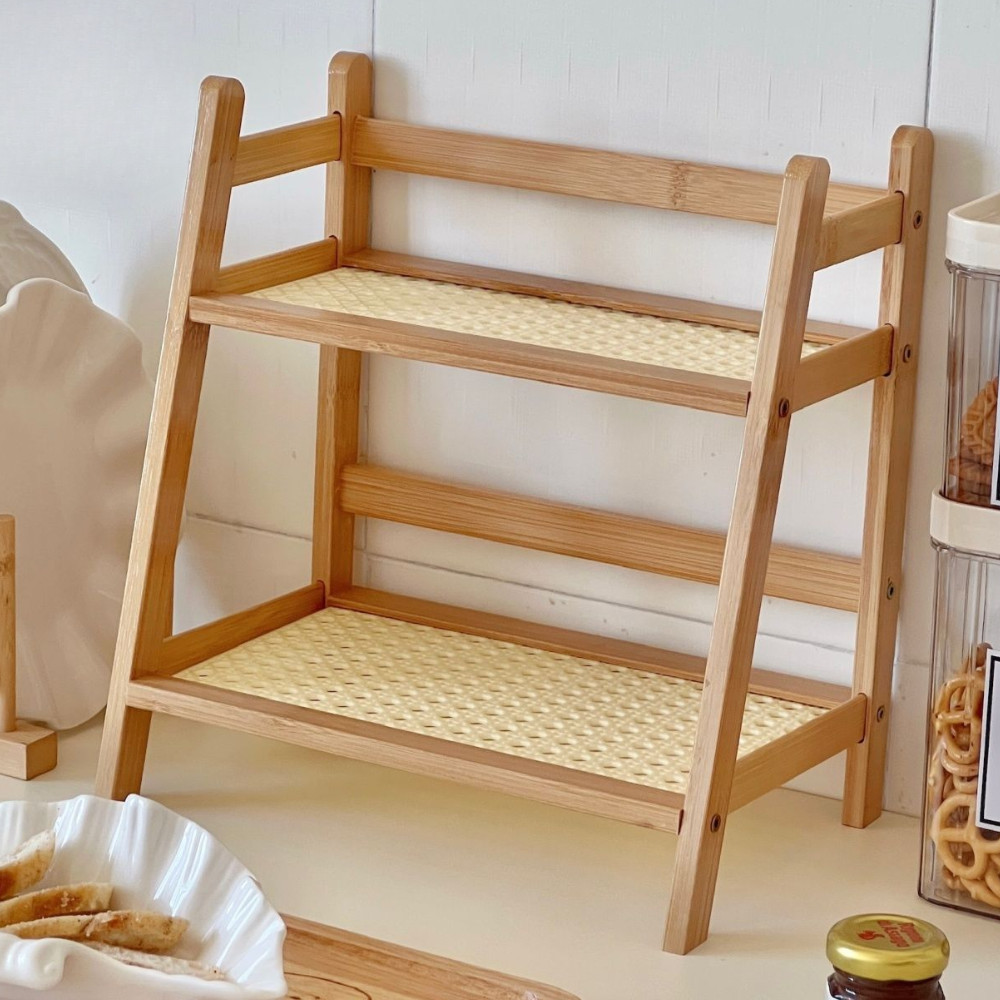 Japan Style Two-Tier Wooden Kitchen Storage Rack Table Rack Spice Cup ...