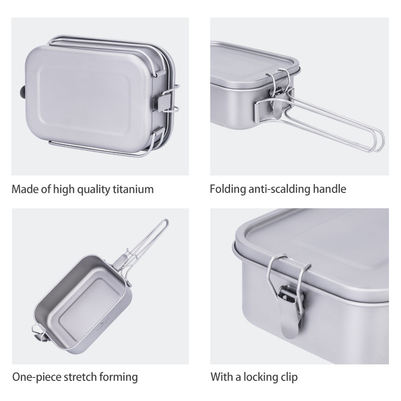 Boundless Voyage Titanium Bento with Lid & Handle Outdoor Camping ...