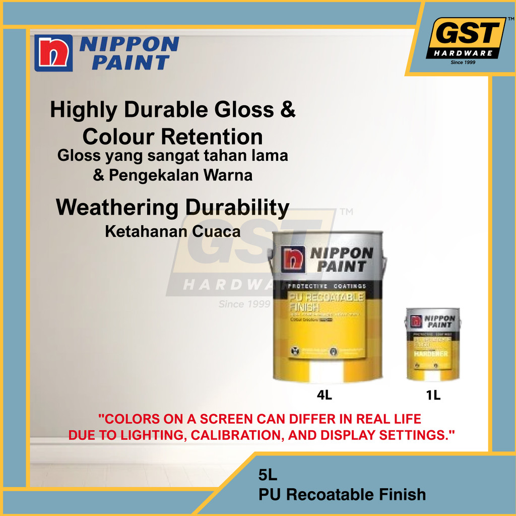 5L Nippon Paint PU Recoatable Finish Gloss / Soft Matt | Shopee Malaysia