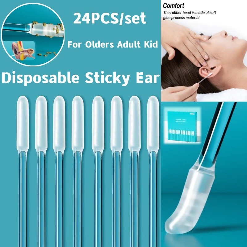 [Local Stock] 24PCS/set Disposable Sticky Ear Swabs Pick Reusable Ear ...