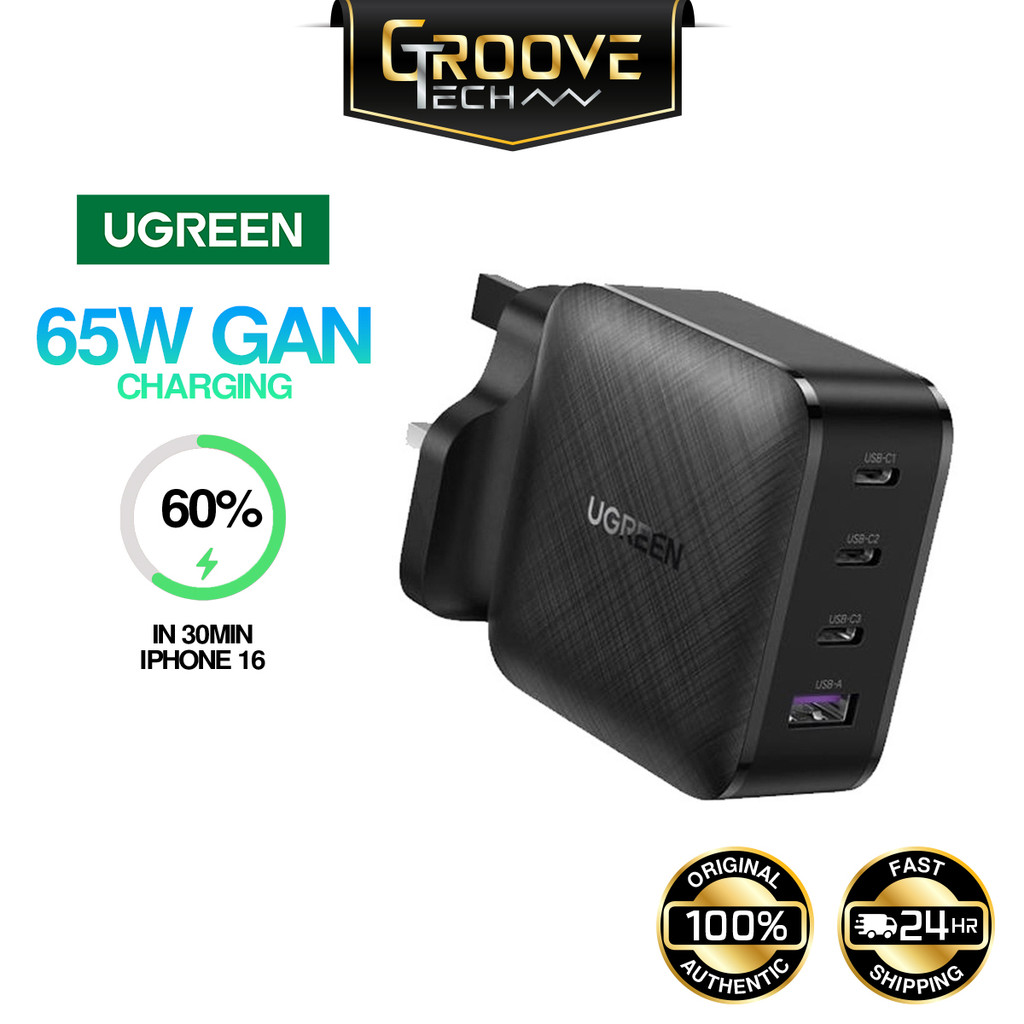 thumbnail image 2 of UGREEN 65W GaN Fast Charger 3-Port USB C PD | Quick Charge 4.0 3.0, For IPhone/Android, Black 2 of 6