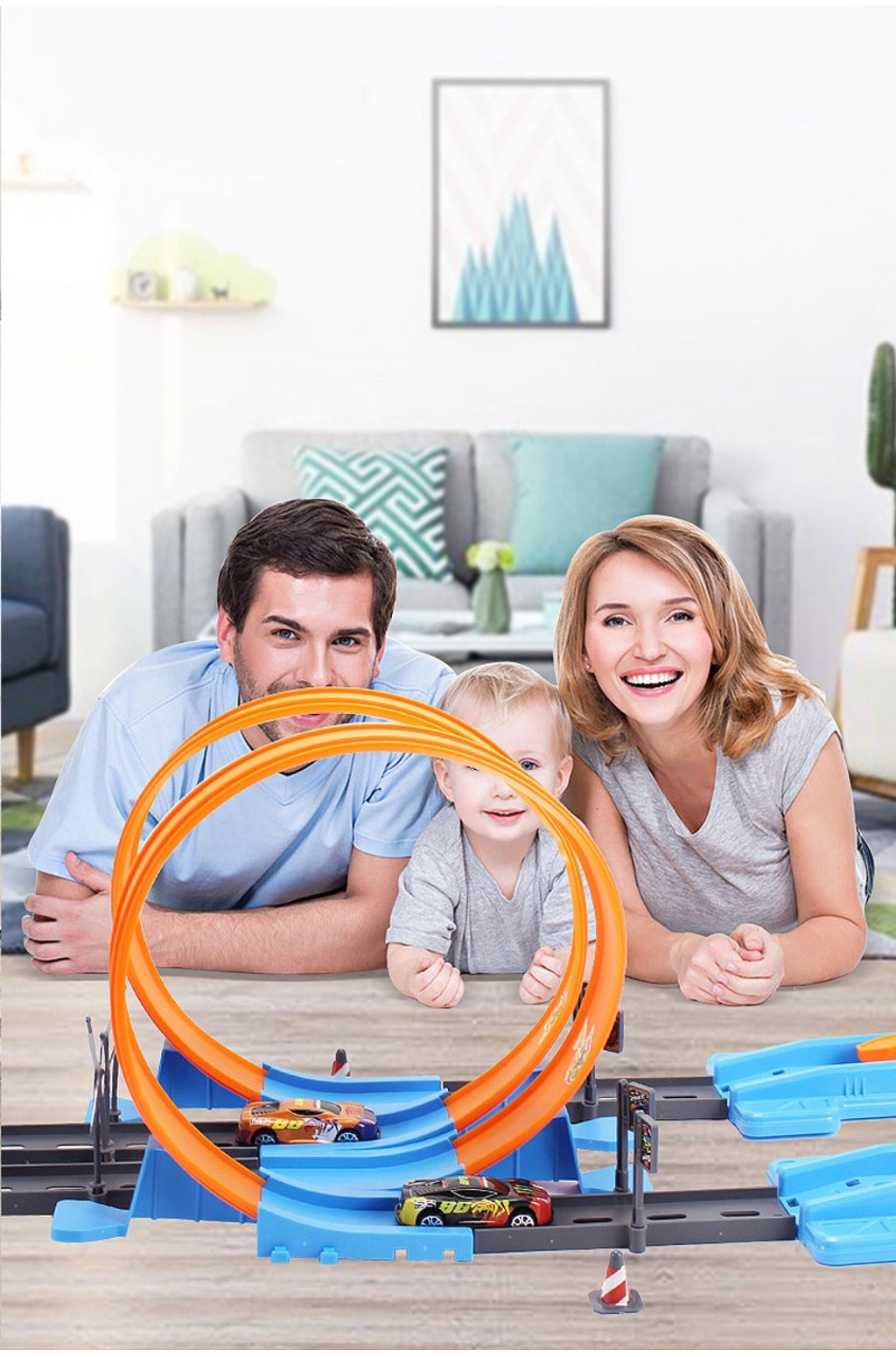 Double Loop Dash Track Set Racing Car Playset Fold & Go Racetrack With ...