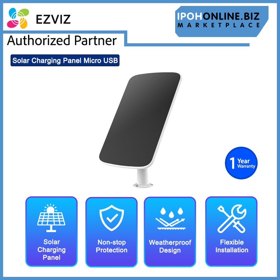 EZVIZ CS-CMT-SOLAR-PANEL-C IP65 Solar Charging Panel Micro USB - Camera ...