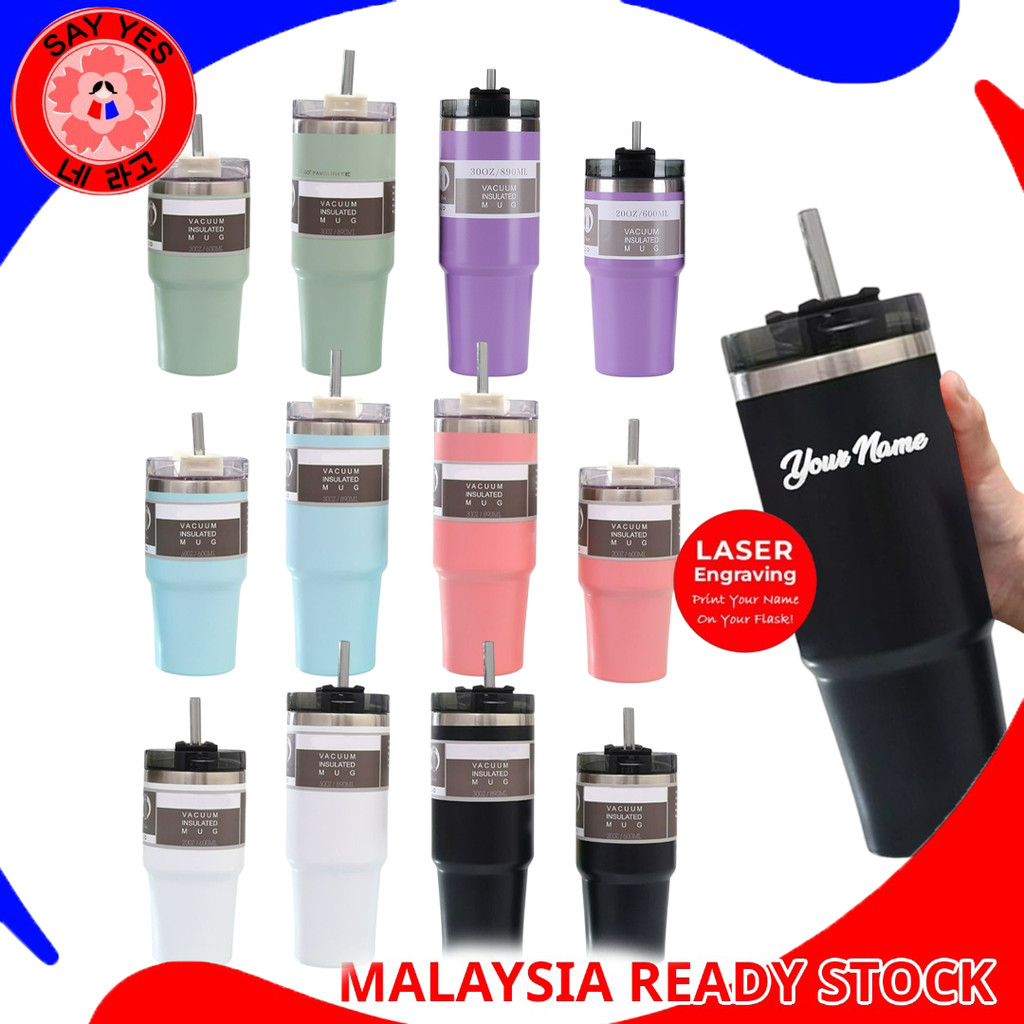 SayYes Stainless Steel 304 Thermos Flask With Straw Flask Water Bottle ...