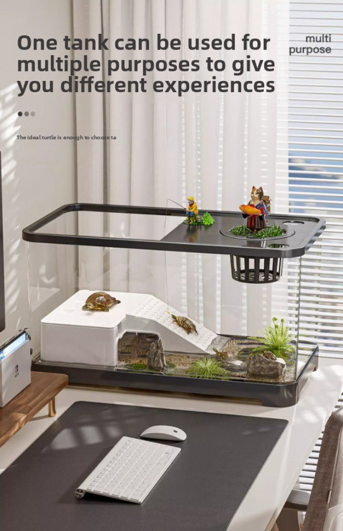 View of Fish Tank Ecological Aquarium Plastic Goldfish Tank with Lid ...