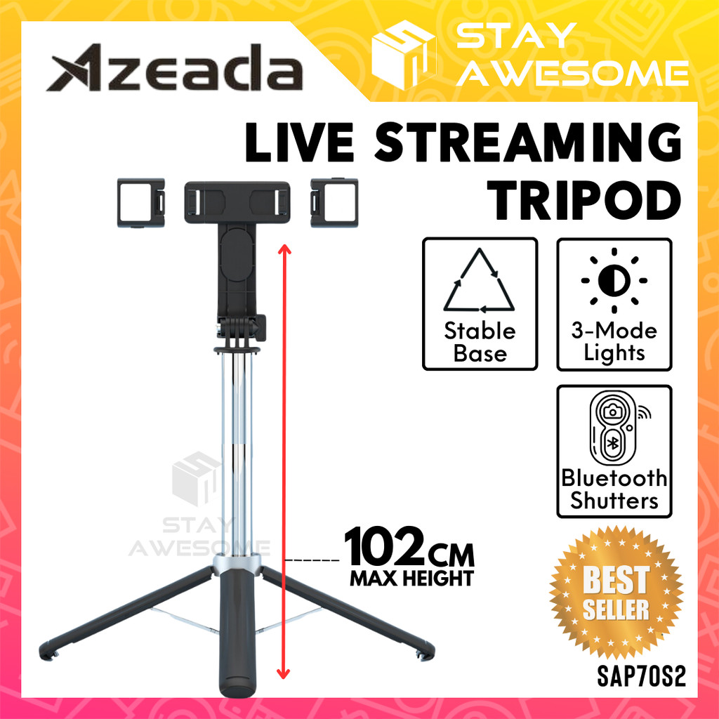 AZEADA Portable Extendable Tripod Stand Bluetooth Remote With Fill ...