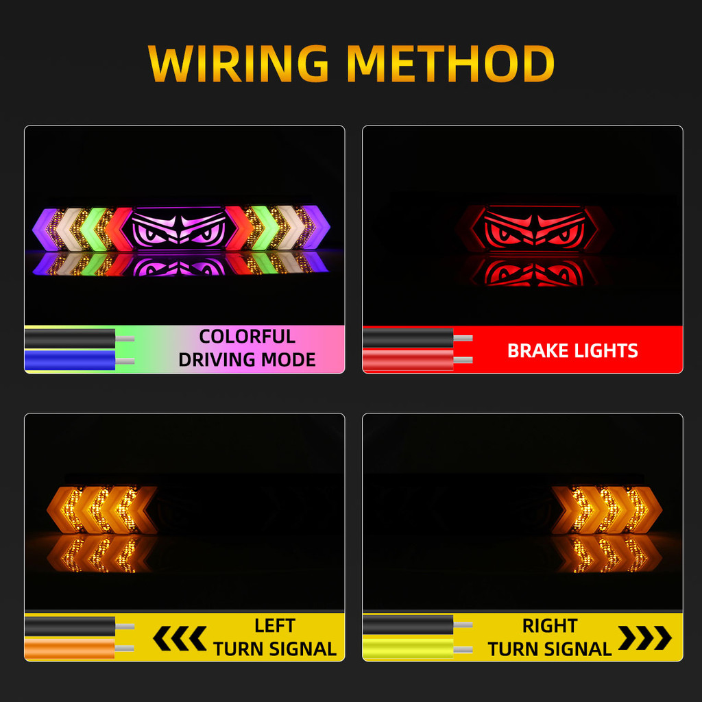 12V-24V Demon Eye Truck Tail Light RGB Flowing Flash Truck Turn Signal ...