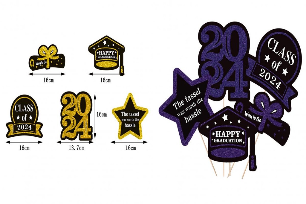(VIP) Wooden Stick Toppers Graduation Table Decorations Class of 2024 ...