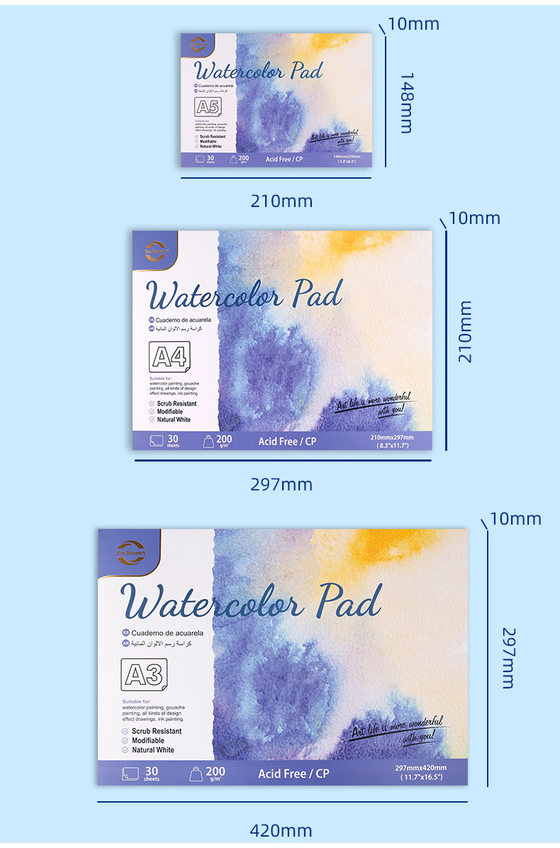 Watercolor Sketchbook 200 GSM Single-Sided Cold-Pressed Texture 30 ...