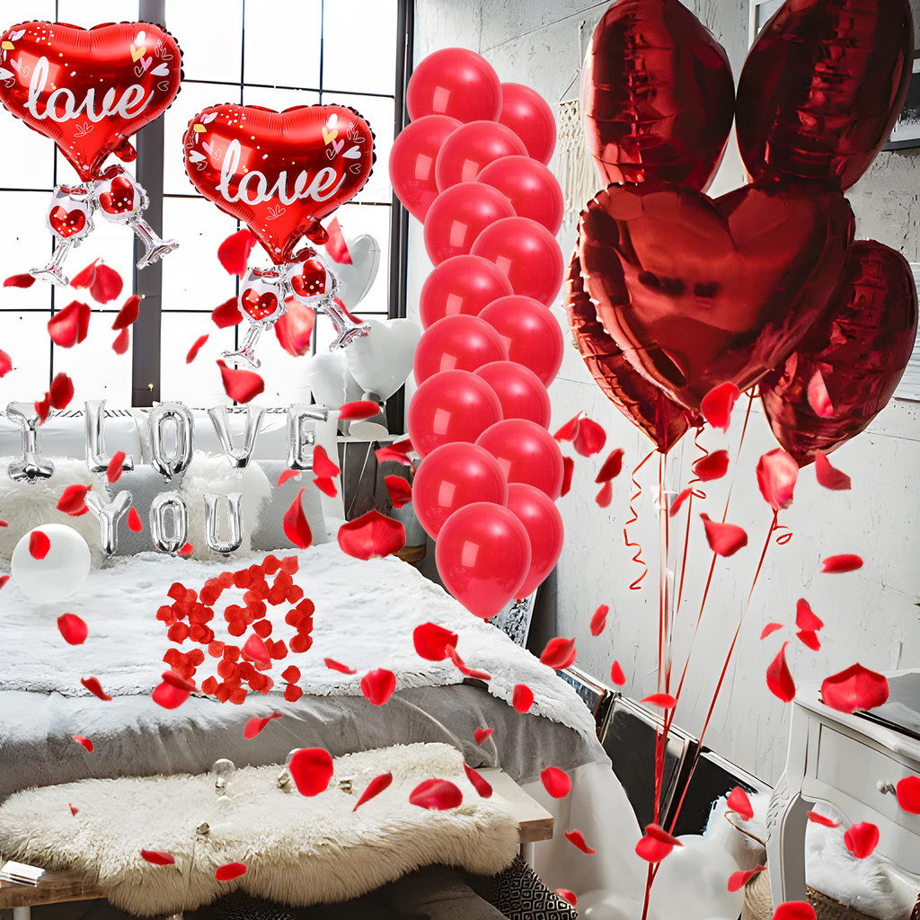Romantic Valentine's Day Balloon Set - High Quality Aluminum Foil Heart ...
