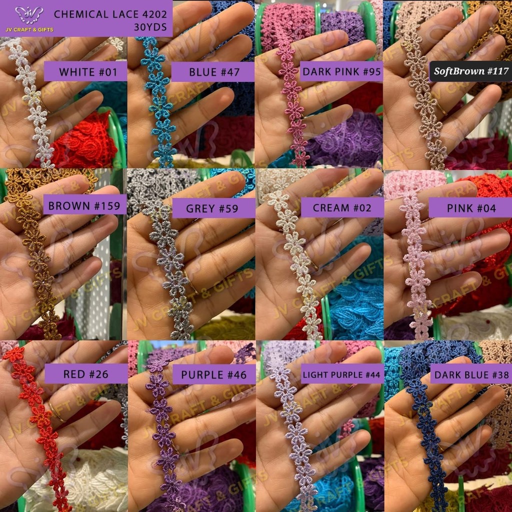 Border Lace Bunga Kecil By Meter | Chemical Lace | Renda Bunga Hiasan ...