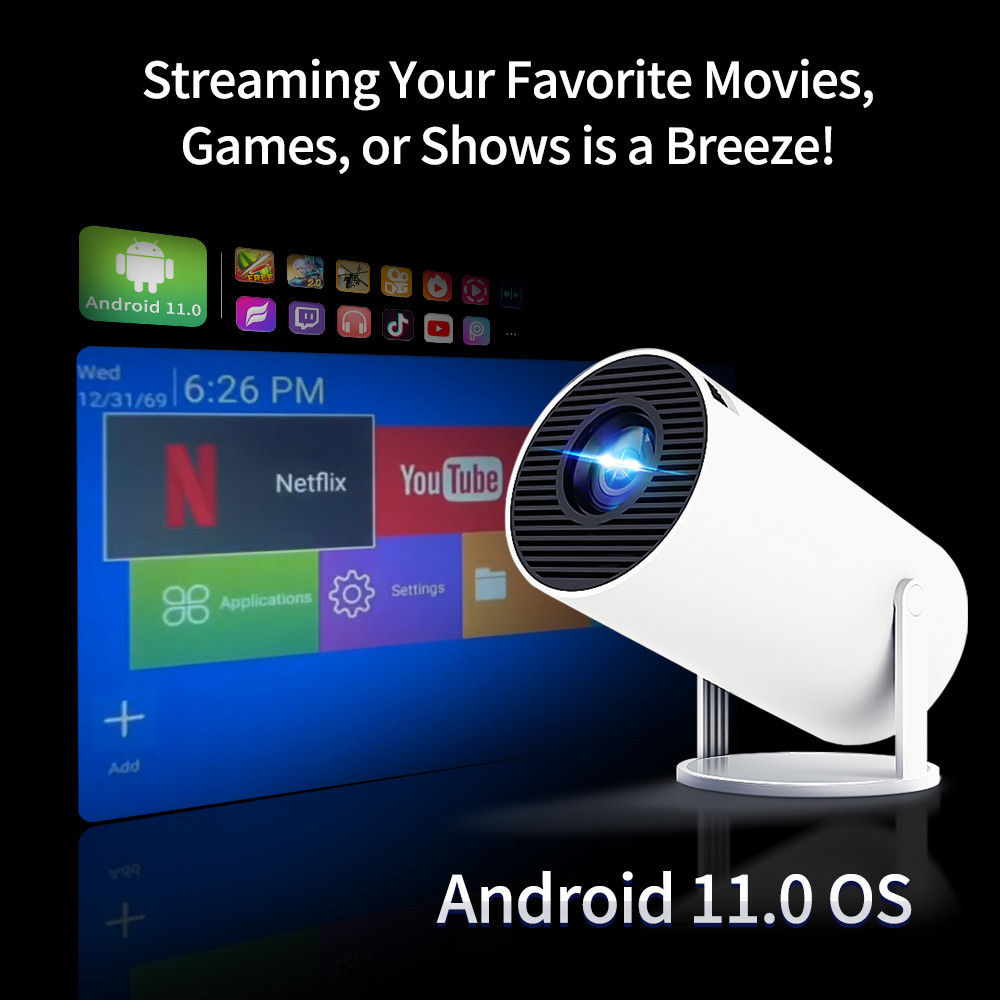 Transpeed Android 11 4K Projector WiFi6 HY300 Allwinner h713 200ANSI ...