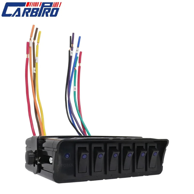 6 Gang 12V DC 40A On/Off Rocker Switch Panel Control Box For Jeep Auto ...