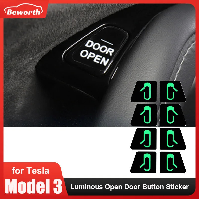 For Tesla Model 3 Door Opening Button Prompt Sticker Luminous ...