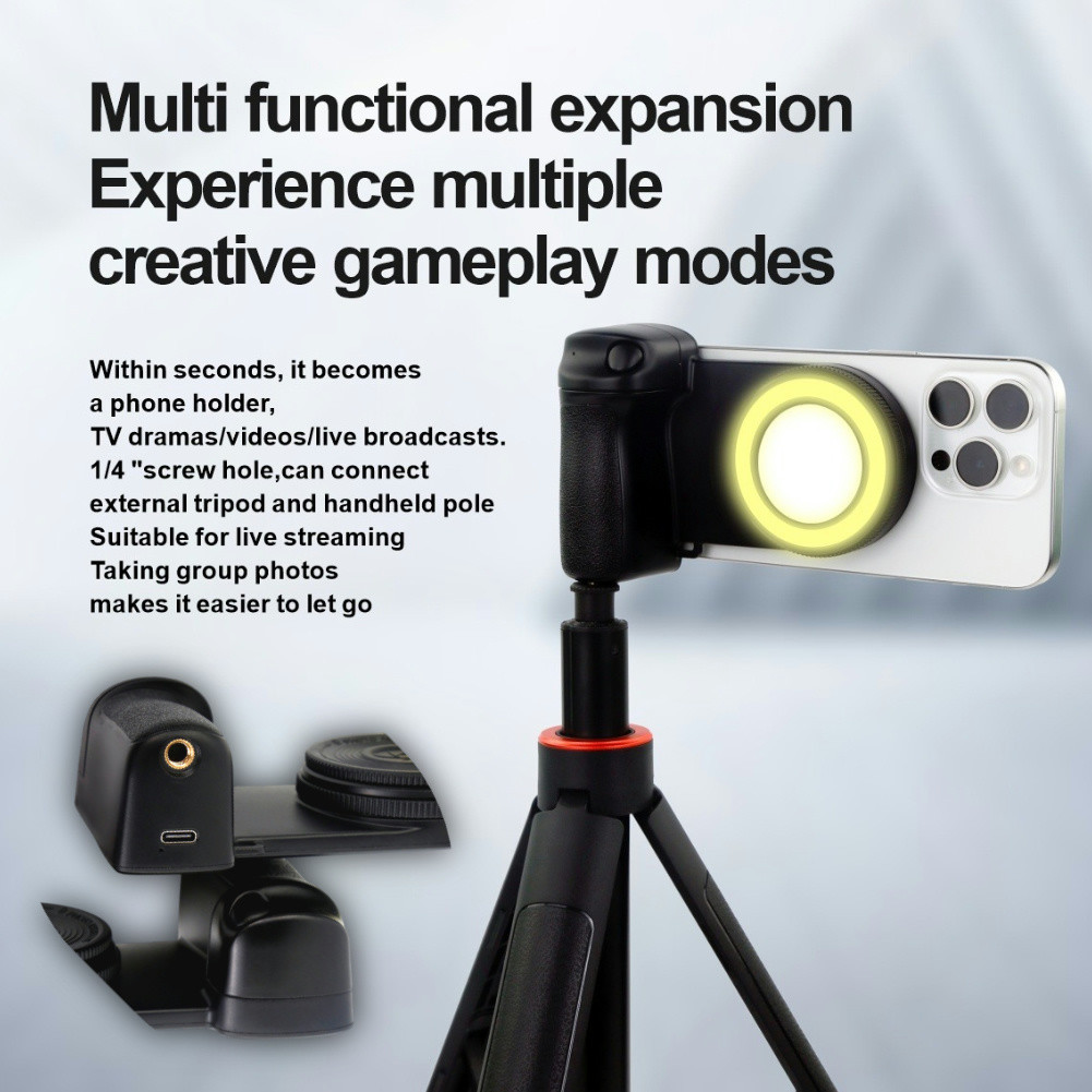 Magnetic Phone Selfie Grip Stand with Rechargeable Adjustable Fill ...