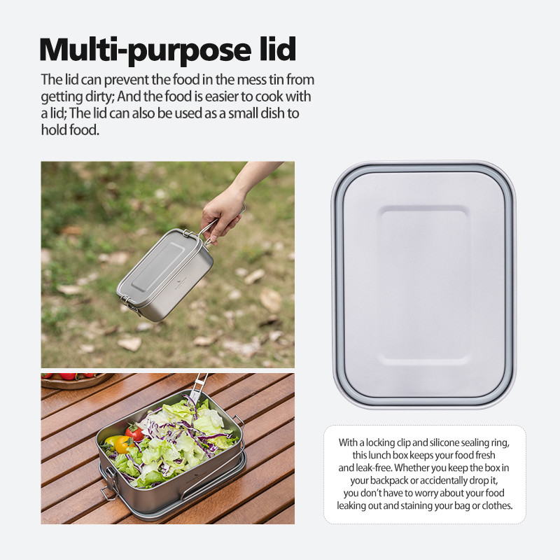 Boundless Voyage Titanium Bento with Lid & Handle Outdoor Camping ...