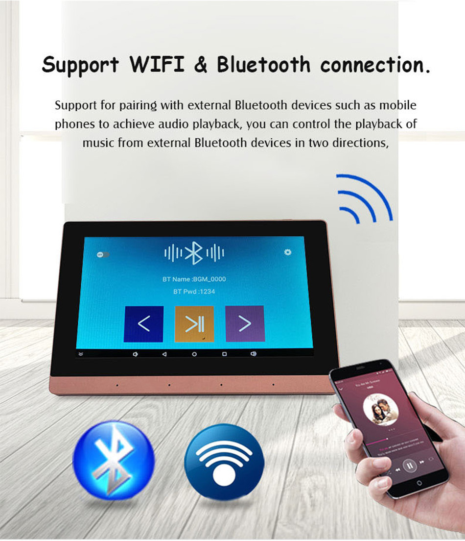Touch Screen Bluetooth WiFi In Wall Android Amplifier Stereo PA Ceiling ...