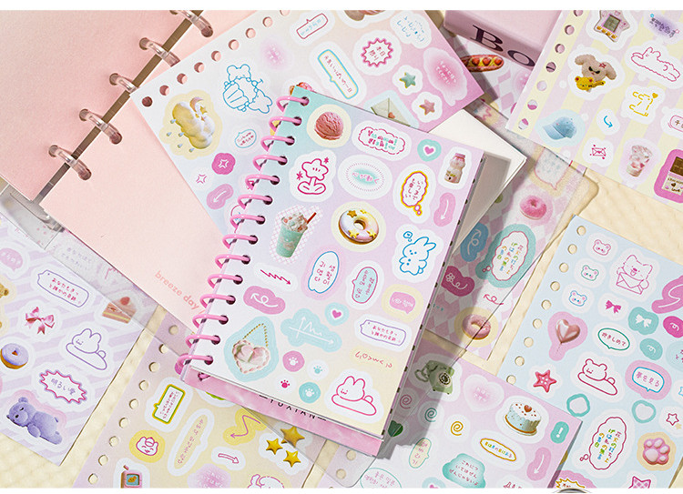 Mr. Paper 30 sheets/book Coated paper sticker book Korean bow bear ...