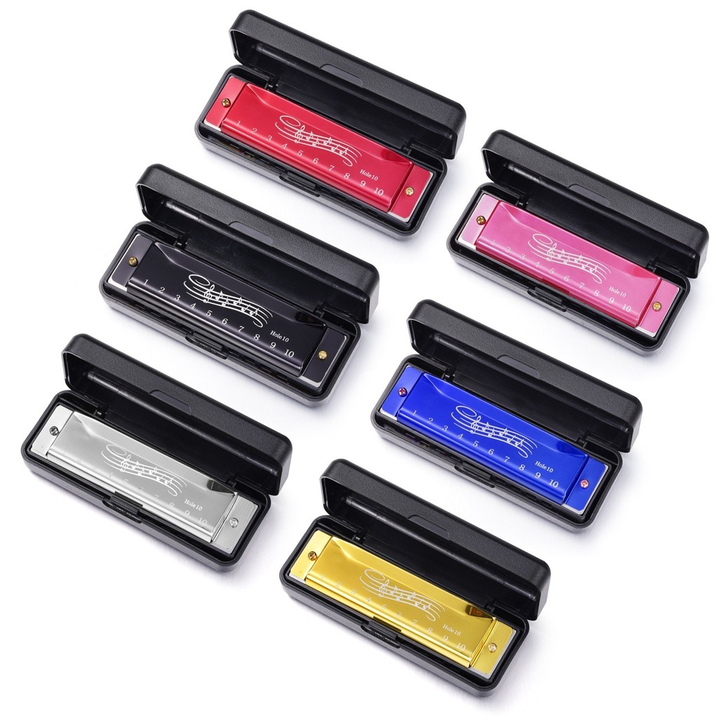 thumbnail image 2 of Professional 10 Hole Harmonica Set - 20 Tone C Key With Case For Beginners 2 of 11