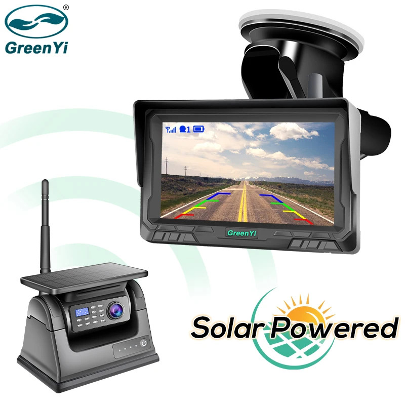 GreenYi Solar Powered Magnet Rear View Camera 5 inch Parking DVR ...