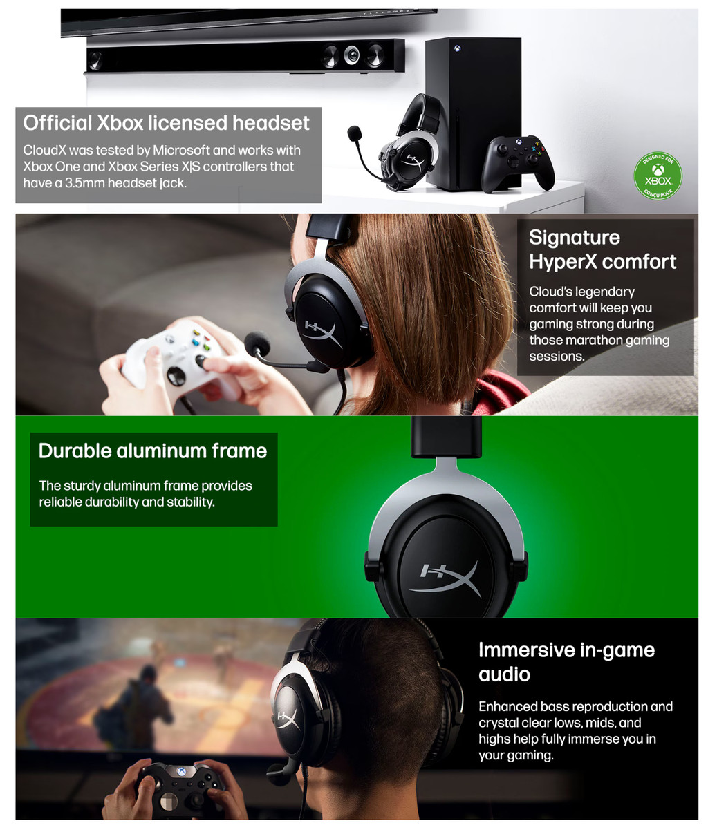 HyperX Cloud X Official XBox Licensed Noise Cancellation Microphone ...