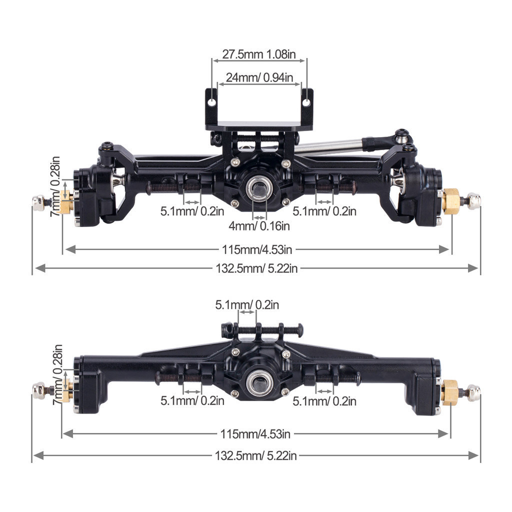 Aluminum CNC +10mm Complete Front Rear Portal Axles with Lay Down Servo ...