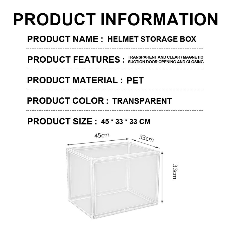 Dustproof Full Transparent Helmet Storage Box Helmet Display Rack ...