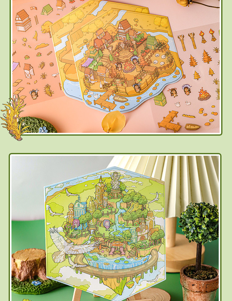 ENWEI 3 Pcs [Find Legend Series] Cute 3D Stickers Miniature Scenes ...