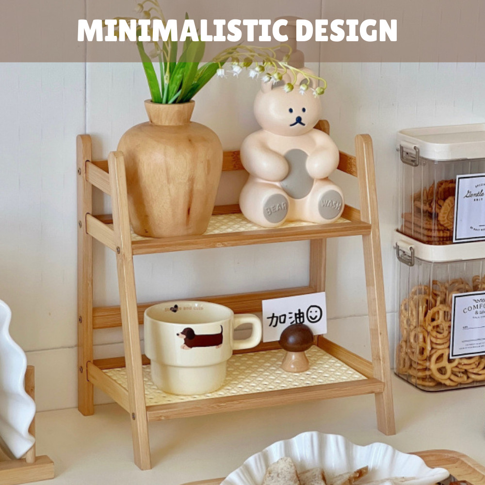 Japan Style Two-Tier Wooden Kitchen Storage Rack Table Rack Spice Cup ...