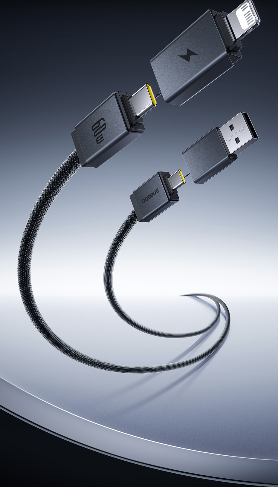 Baseus Versatile Two-for-Two Fast Charging Cable U+C to C+L 60W 0.6m 1m ...